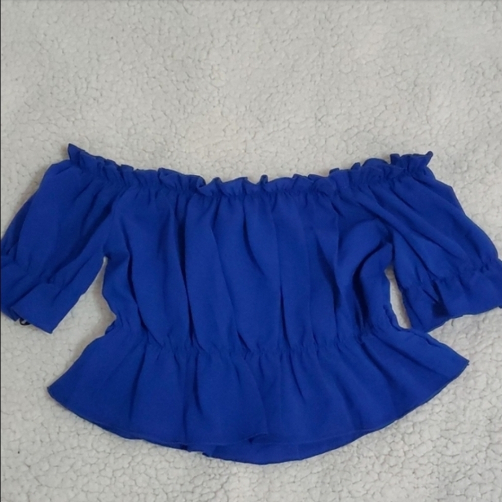 SOLD Blue Peplum Top